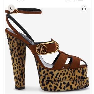 Roberto Cavalli Brown and Black Leopard Platform Heels